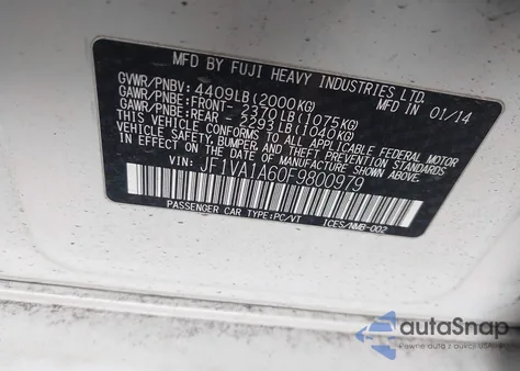 2015 Subaru Wrx z USA, uszkodzony, nr VIN JF1VA1A60F9800979